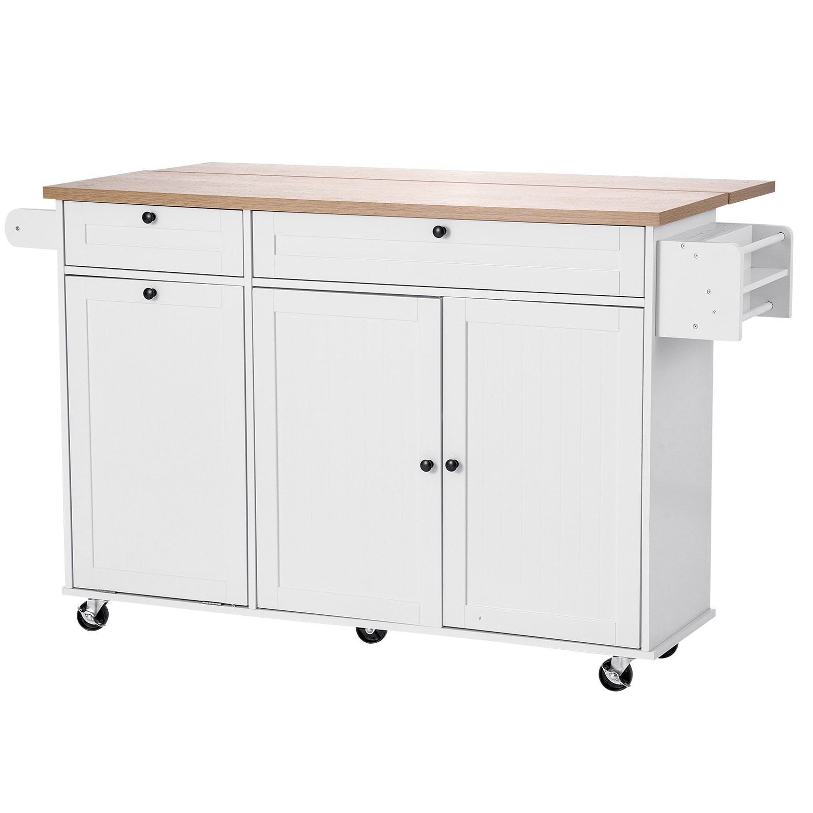 60in Kitchen Island Cart Rolling Storage Cabinet Table With Drawer Drop Leaf_voghion.com